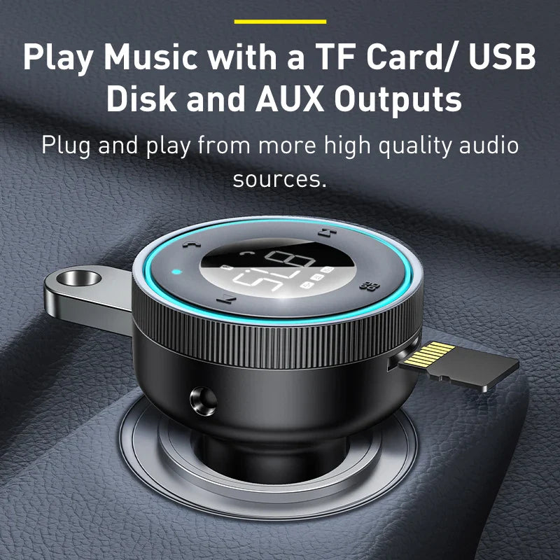 Bluetooth 5.0 FM Transmitter with Fast USB Charger